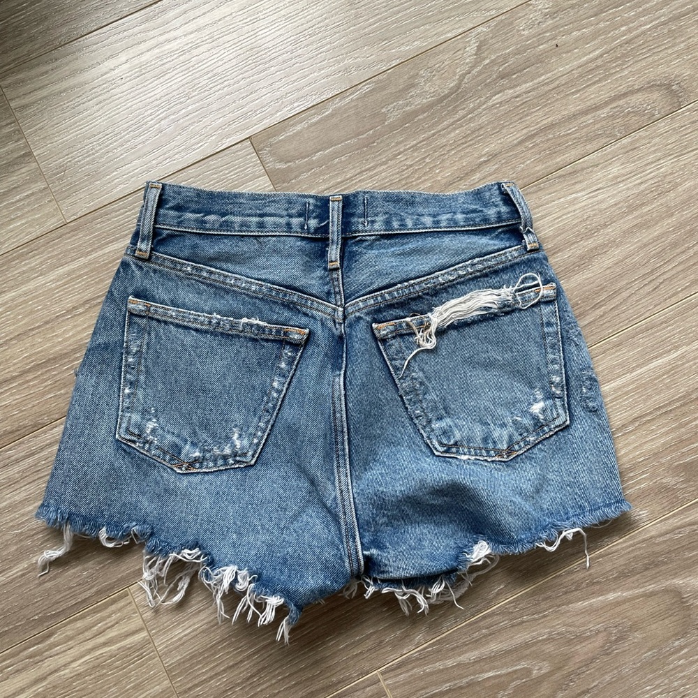 AGOLDE Parker Vintage Cut Off Denim Shorts 100% Cotton Sz 22* EUC Blue Med Wash - Picture 8 of 9